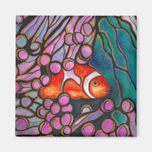 Clownfish Sea Anemone "Stained Glass" design! Magnet