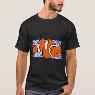 Clownfish with blue wave background T-Shirt