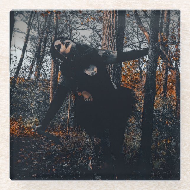 Clownin' Around In Da Woods Glass Coaster (Front)