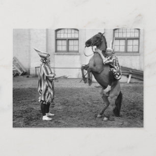 Clowning Around on a Horse, 1915 Postcard