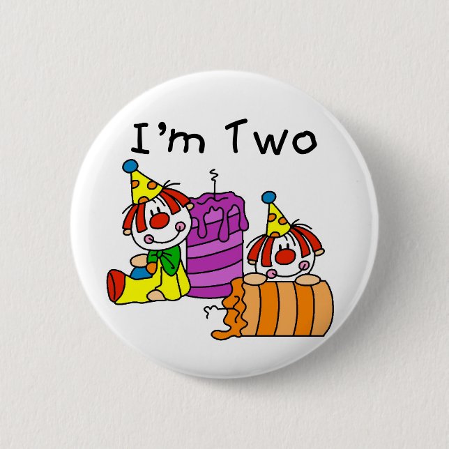 Clowns and Candles 2nd Birthday Tshirts and Gifts 6 Cm Round Badge (Front)