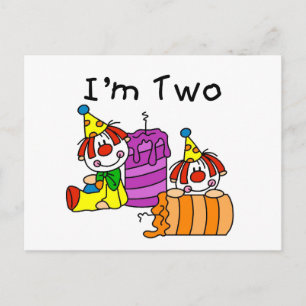 Clowns and Candles 2nd Birthday Tshirts and Gifts Postcard