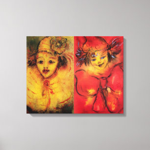 CLOWNS IN YELLOW AND RED CANVAS PRINT
