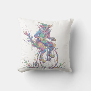 Clowns on bikes cushion