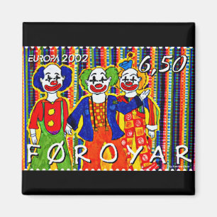 Clowns Stamp Faroe Islands Denmark Magnet