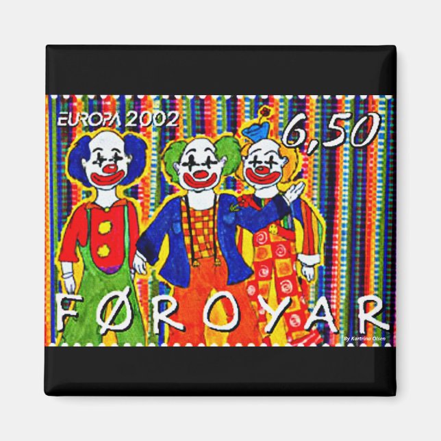 Clowns Stamp Faroe Islands Denmark Magnet (Front)