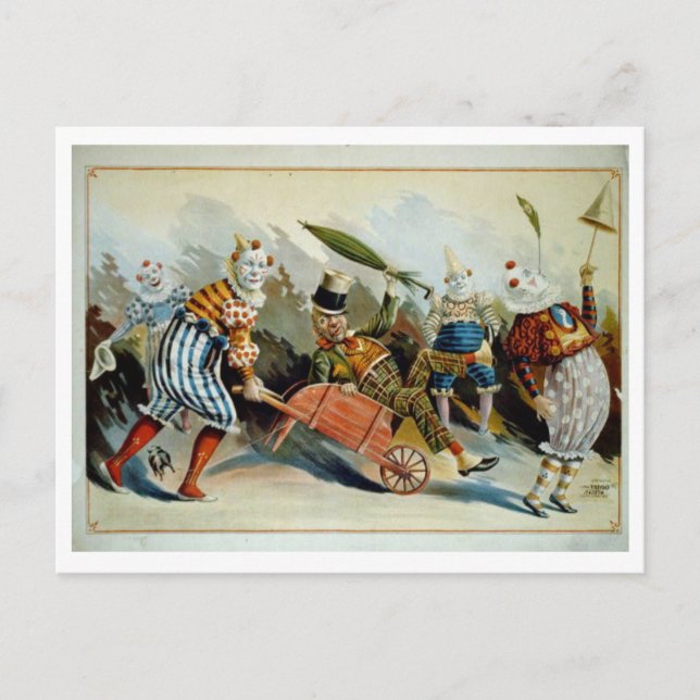 Clowns Vintage Postcard (Front)