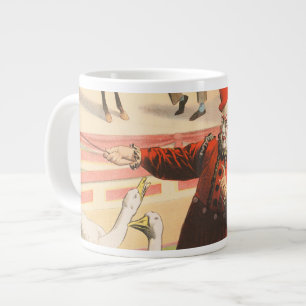 Clowns With Performing Geese, Roosters, & Donkey. Large Coffee Mug