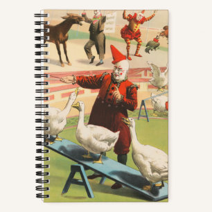Clowns With Performing Geese, Roosters, & Donkey. Notebook