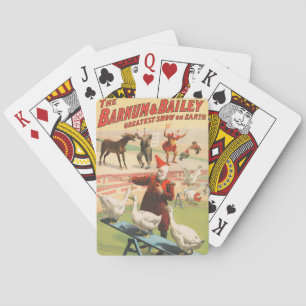 Clowns With Performing Geese, Roosters, & Donkey. Playing Cards