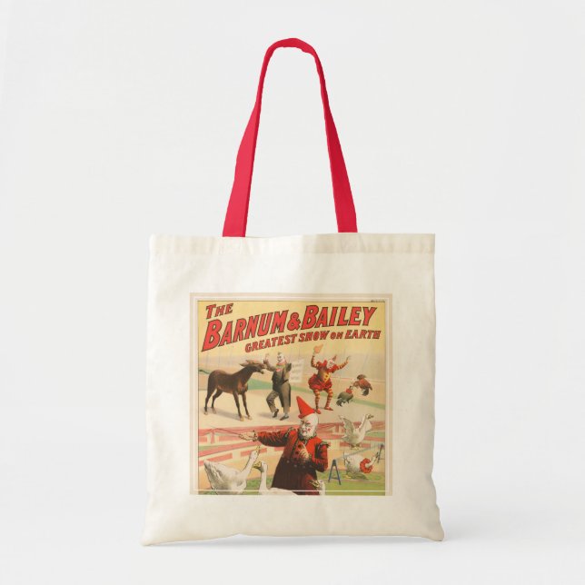 Clowns With Performing Geese, Roosters, & Donkey. Tote Bag (Front)