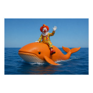 Clowny Orange Whale Poster