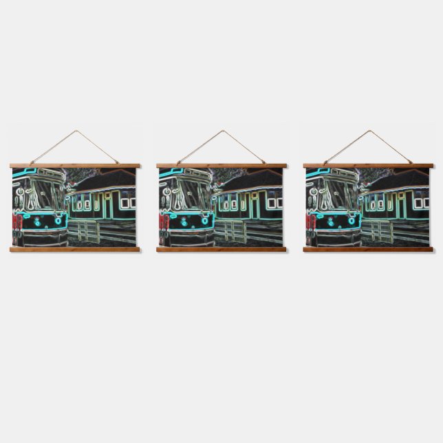 CLRV Neon at stn 91x66cm 3set Wood Wall Tapestry (Triple)