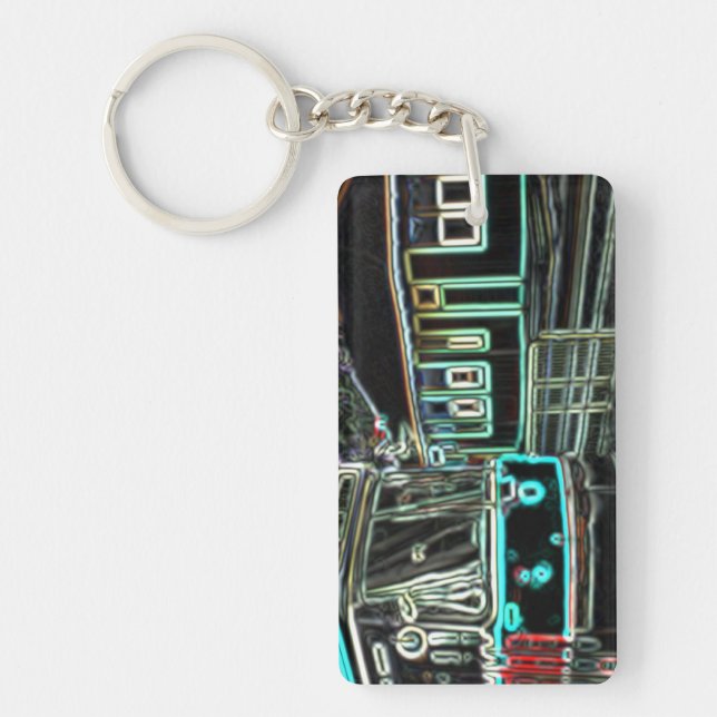 CLRV Neon at stn Rectangle Acrylic Keychain (Front)