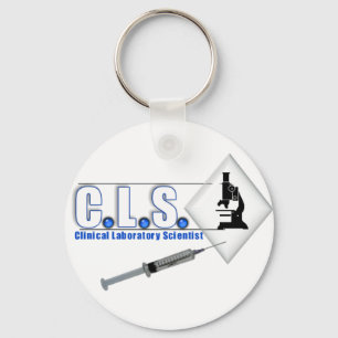 CLS BLUE LOGO W/ MICROSCOPE -  LAB SCIENTIST KEY RING
