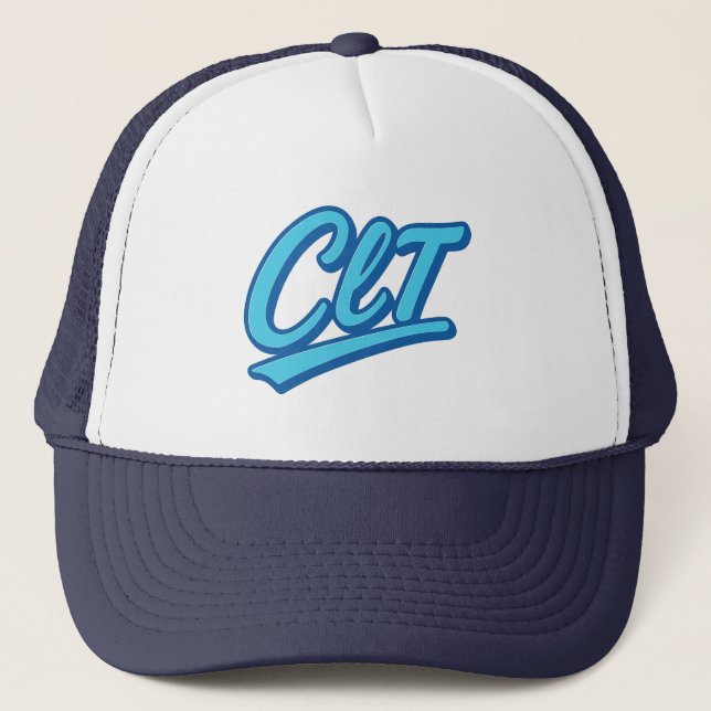 CLT Charlotte Airport Code Design – Carolina Blue  Trucker Hat (Front)