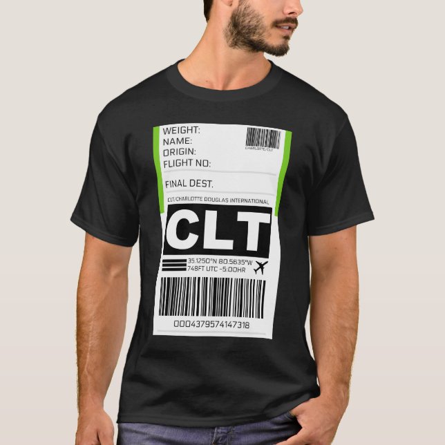 Clt Charlotte Douglas International Airport Luggag T-Shirt (Front)
