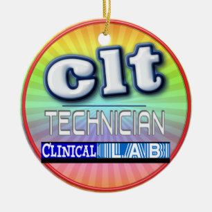 CLT LOGO - CLINICAL LABORATORY TECHNICIAN CERAMIC TREE DECORATION