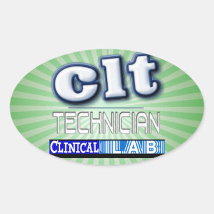 CLT LOGO - CLINICAL LABORATORY TECHNICIAN OVAL STICKER