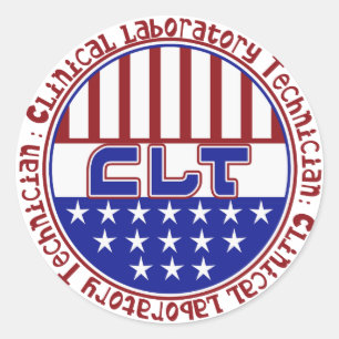 CLT PATRIOTIC CLINICAL LAB TECH USA FLAG CLASSIC ROUND STICKER