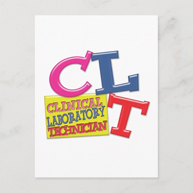 CLT WHIMSICAL LETTERS CLINICAL LABORATORY TECH POSTCARD (Front)
