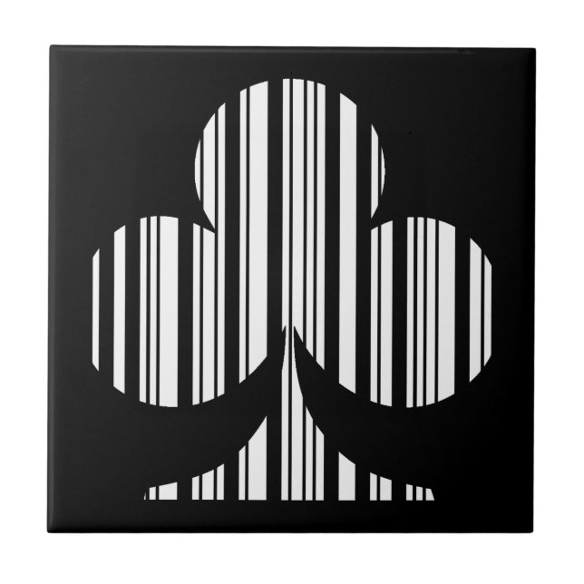 CLUB BAR CODE Playing Card Suit Barcode Pattern Tile (Front)