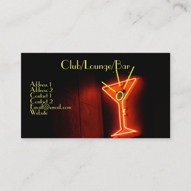 Club bar lounge business card (Front)
