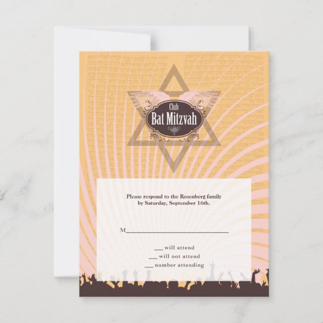 Club Bar Mitzvah Reply Card (Front)
