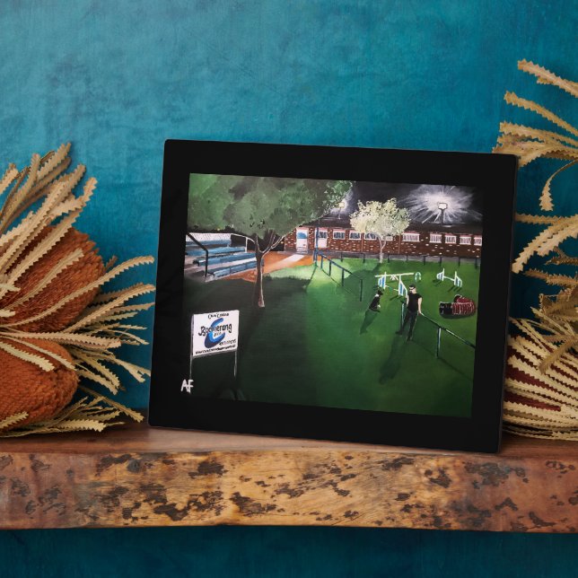 Club Canino Boomerang Painting by Alfred Fox Plaque (Side)