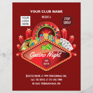 Club Casino Night Party personalised add photo Flyer