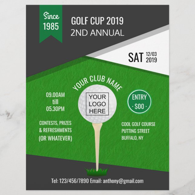 Club/Corporate Golf Tournament add photo Invite Flyer (Front)
