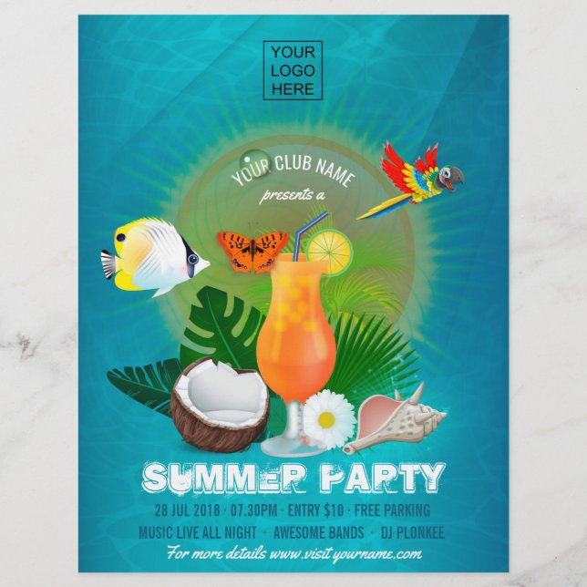 Club/Corporate Summer Party add photo Invitation Flyer (Front)