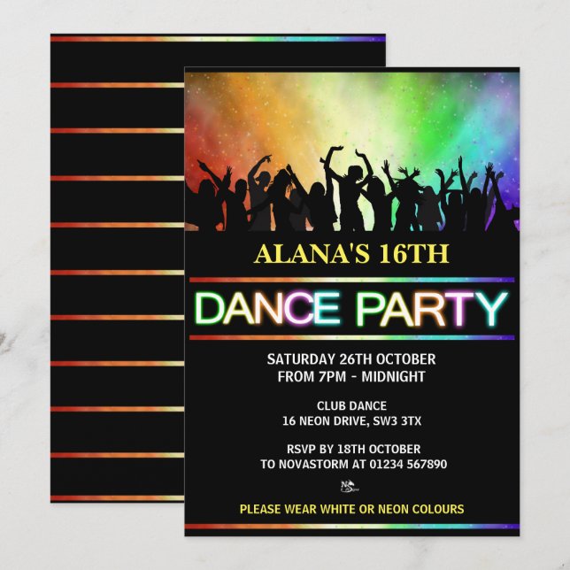 Club Dance Party Invitations (Front/Back)