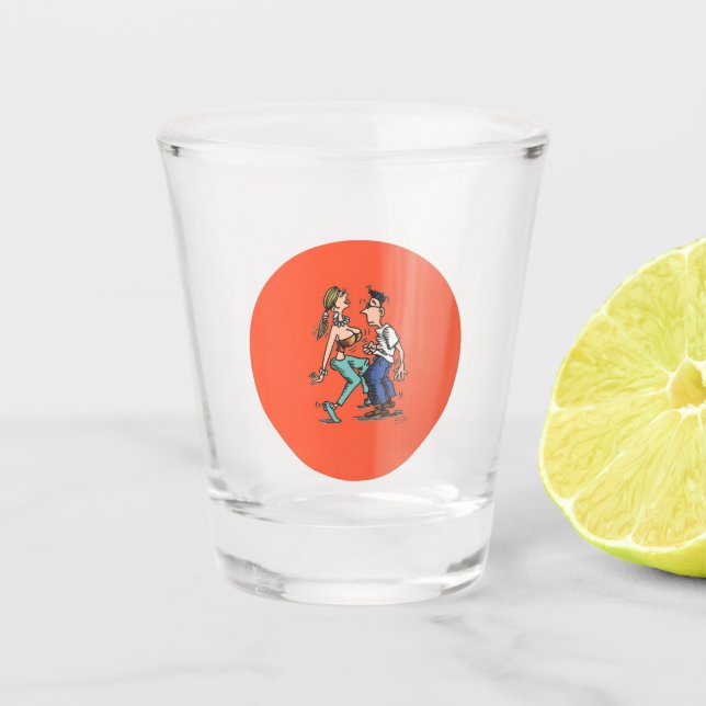Club Dancers shot glass (Front)