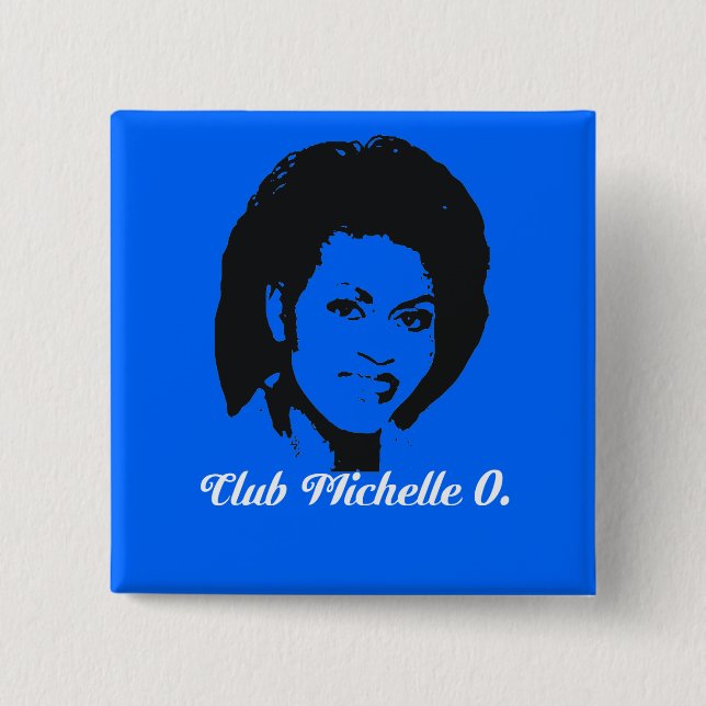 Club Michelle O Button, Cerulean Blue 15 Cm Square Badge (Front)