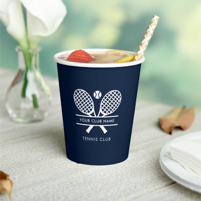 Club Name Tennis Team White Logo Custom Paper Cups (Insitu)