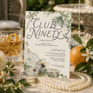 Club Ninety Palm Court 90th Birthday Invitation