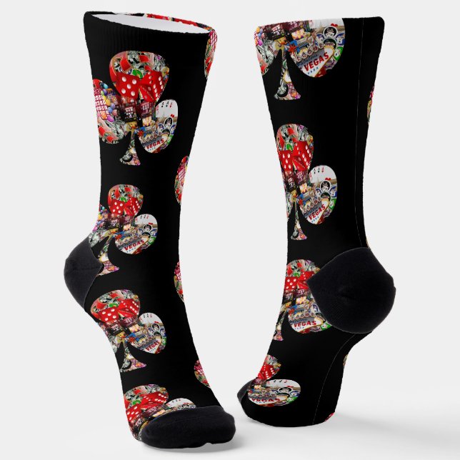 Club Playing Card Shape Las Vegas Socks (Angled)