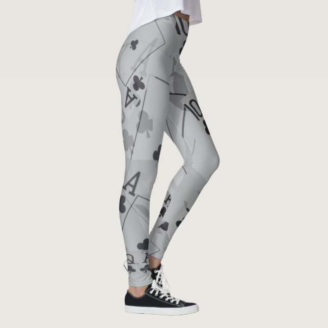 Club Straight Flush, Ladies Poker Cards Leggings (Right)