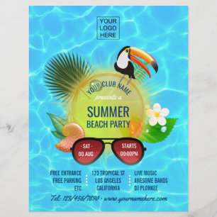 Club Summer Beach Party custom add photo and logo Flyer