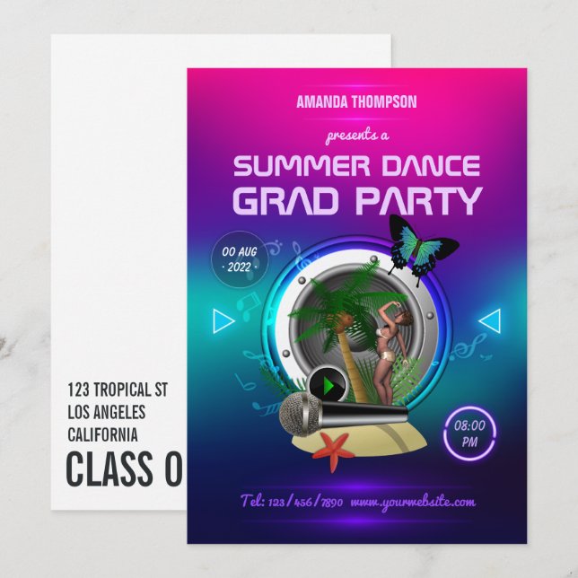 Club Summer Dance Music Party Ad Invitation (Front/Back)