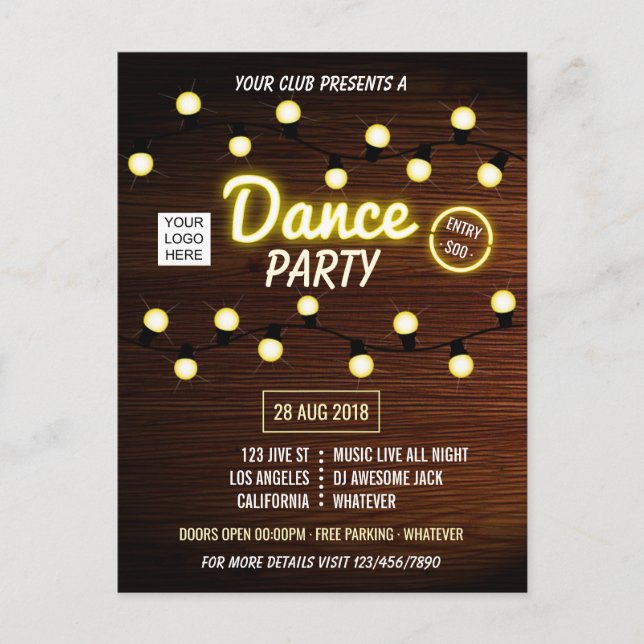 Club Summer Music Festival Dance Party Postcard (Front)
