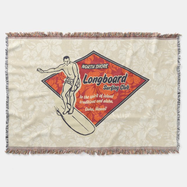 Club Surfing Diamond Hawaiian Print Throw Blanket (Front)