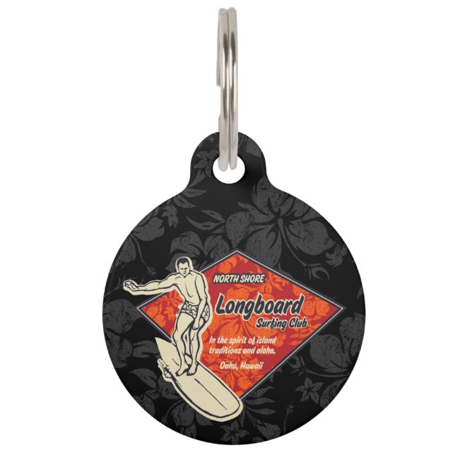 Club Surfing Diamond Hawaiian Retro Graphic Pet Tag (Front)