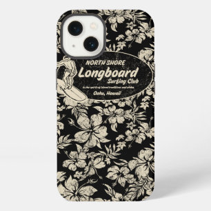 Club Surfing Longboard Logo and Hibiscus Hawaiian iPhone 13 Case