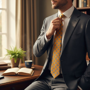 Club Symbol Pattern Golden Bell Tie