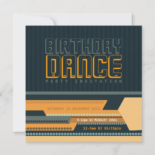 Club Techno Birthday Dance Party Invitation (Front)