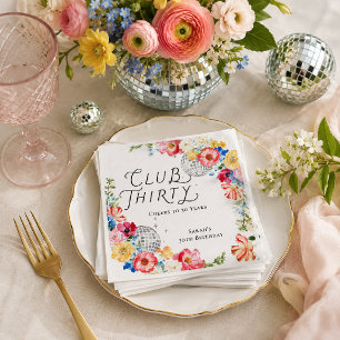 Club Thirty Garden Disco Birthday Napkin