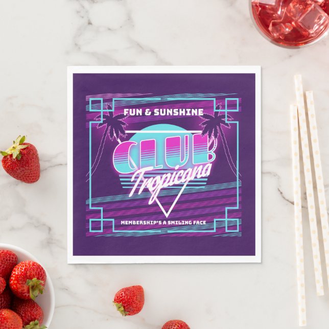 Club Tropicana Neon Sign Napkin (Insitu)