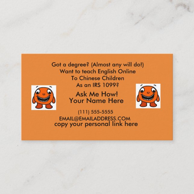 Club VIP 4 AM Teacher Referral Business Card (Front)